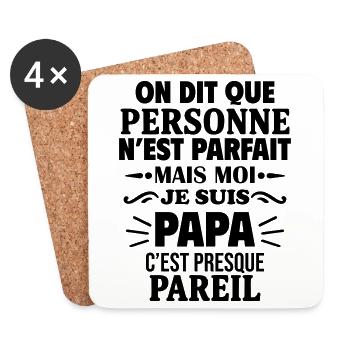 Papa presque parfait - Dessous de verre (lot de 4) - blanc - Devant