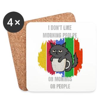 I Don't Like Morning People Or Mornings Or People - Coasters (set of 4) - white - Front