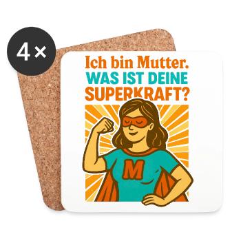 Super Mom - Untersetzer (4er-Set) - Weiß - Vorne