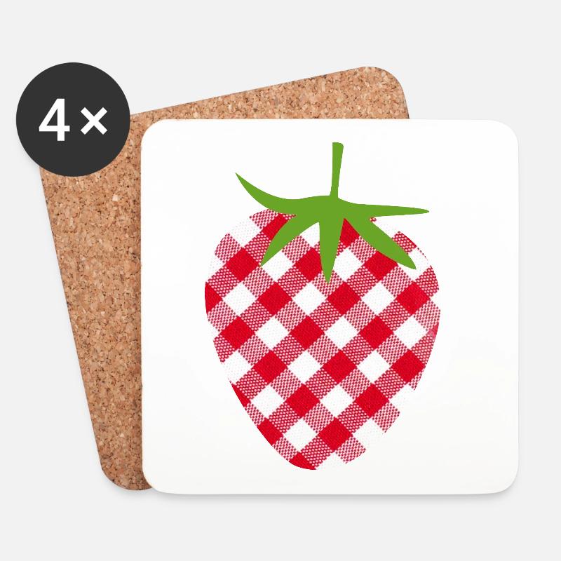 Erdbeere Muttertag kariert Frucht Obst Karo süß - Untersetzer (4er-Set) - Weiß