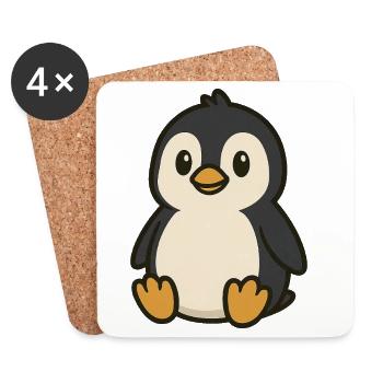 Cute Cartoon Penguin – Arctic Friend - Coasters (set of 4) - white - Front