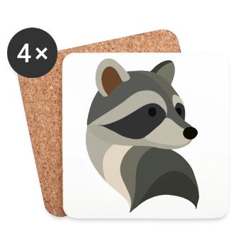 Verspielter Waschbär – Niedliche Tierillustration - Untersetzer (4er-Set) - Weiß - Vorne