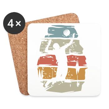 retro volleyball player - ball attack scratch - Coasters (set of 4) - white - Front