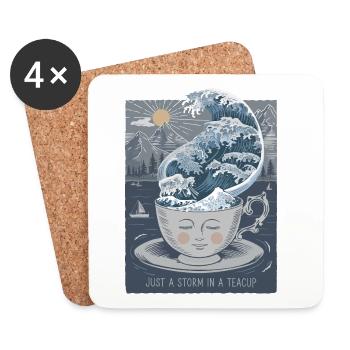 Just a Storm in a Teacup - Surreal, Mental Health - Coasters (set of 4) - white - Front