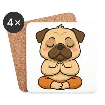 mignon carlin yoga méditation relaxation dessin animé - Dessous de verre (lot de 4) - blanc - Devant