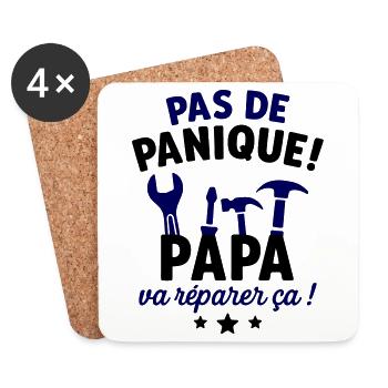 Pas de panique Papa va réparer ça cadeau père - Dessous de verre (lot de 4) - blanc - Devant