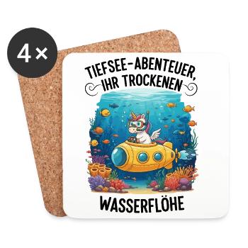 Licorne Aventure en haute mer - Dessous de verre (lot de 4) - blanc - Devant