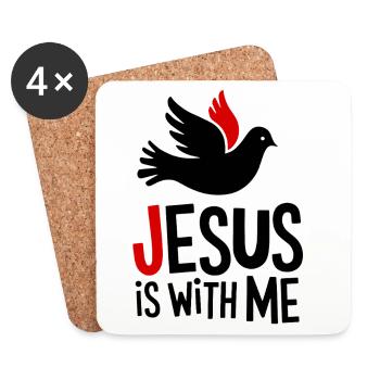 Jésus est avec moi - Dessous de verre (lot de 4) - blanc - Devant
