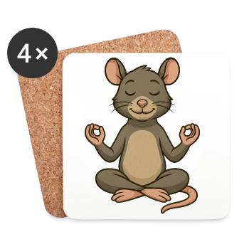 Maus Ratte Yoga Meditation Entspannung Innere Ruhe - Untersetzer (4er-Set) - Weiß - Vorne