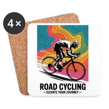 1970s Road Cycling – Retro Map Tee - Coasters (set of 4) - white - Front