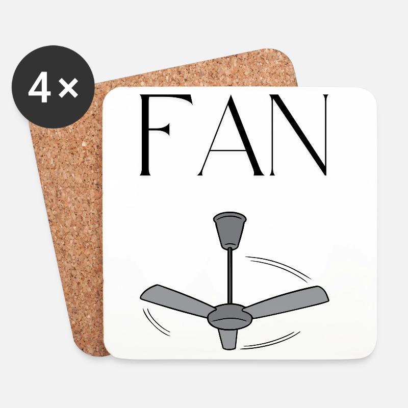 "FAN" mit Deckenventilator – Minimalistisches Wort - Untersetzer (4er-Set) - Weiß