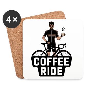 Coffee Ride – emblem for cycling fans - Coasters (set of 4) - white - Front