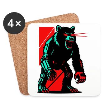 Mecha Techno Bear - Coasters (set of 4) - white - Front
