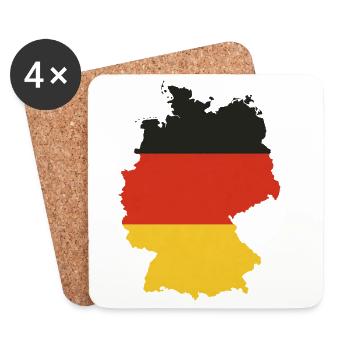 Schwarz Rot Gold Deutschland Flaggen Umriss Design - Untersetzer (4er-Set) - Weiß - Vorne