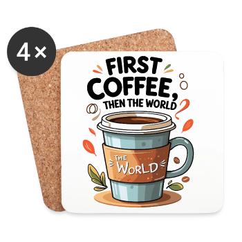 Coffee mug with quote and nature motifs - Coasters (set of 4) - white - Front