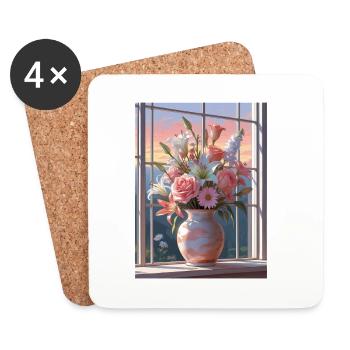 Vases of Flowers at Sunset - Coasters (set of 4) - white - Front