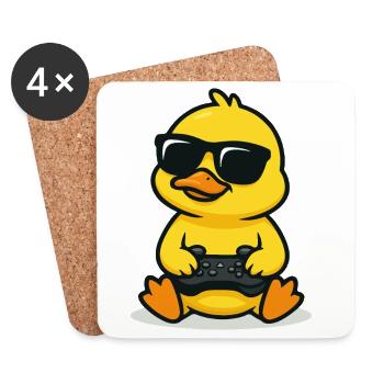 Poussin gamer - Dessous de verre (lot de 4) - blanc - Devant