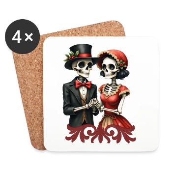 Romance de Noël des os. - Dessous de verre (lot de 4) - blanc - Devant