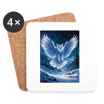 Harfang des neiges - Dessous de verre (lot de 4) - blanc - Devant
