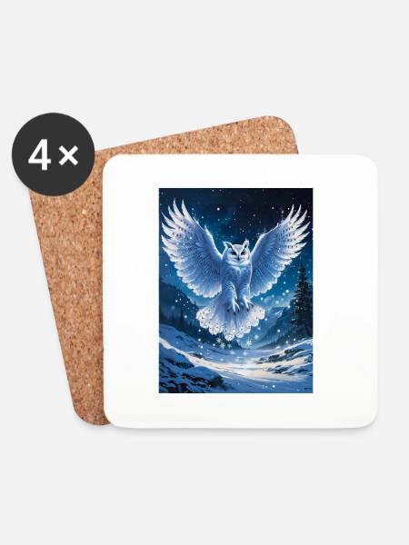 Snowy Owl - Coasters (set of 4) - white
