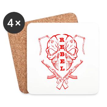 "REBEL EYES – Fearless Expression" red - Coasters (set of 4) - white - Front