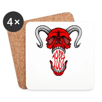 « HELLSKULL - Rugissement démoniaque » - Dessous de verre (lot de 4) - blanc - Devant