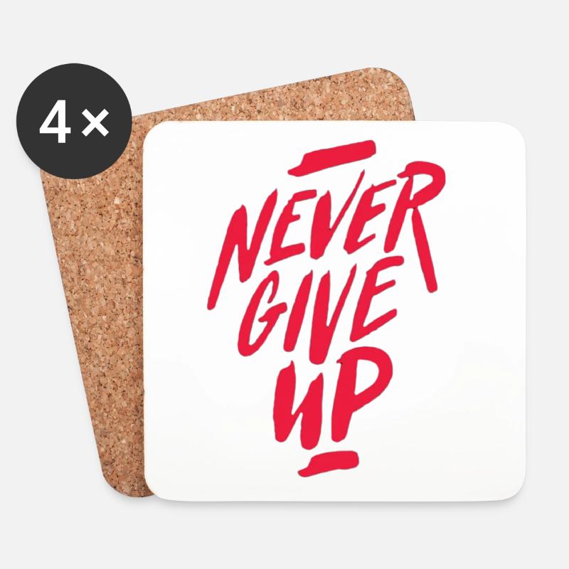 Motivierender Never Give Up Schriftzug - Untersetzer (4er-Set) - Weiß
