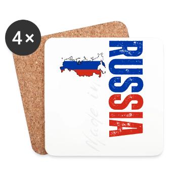Hergestellt in Russland, vertikales Design - Untersetzer (4er-Set) - Weiß - Vorne