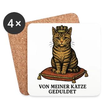 Katze geduldet – Fun Shirt - Untersetzer (4er-Set) - Weiß - Vorne