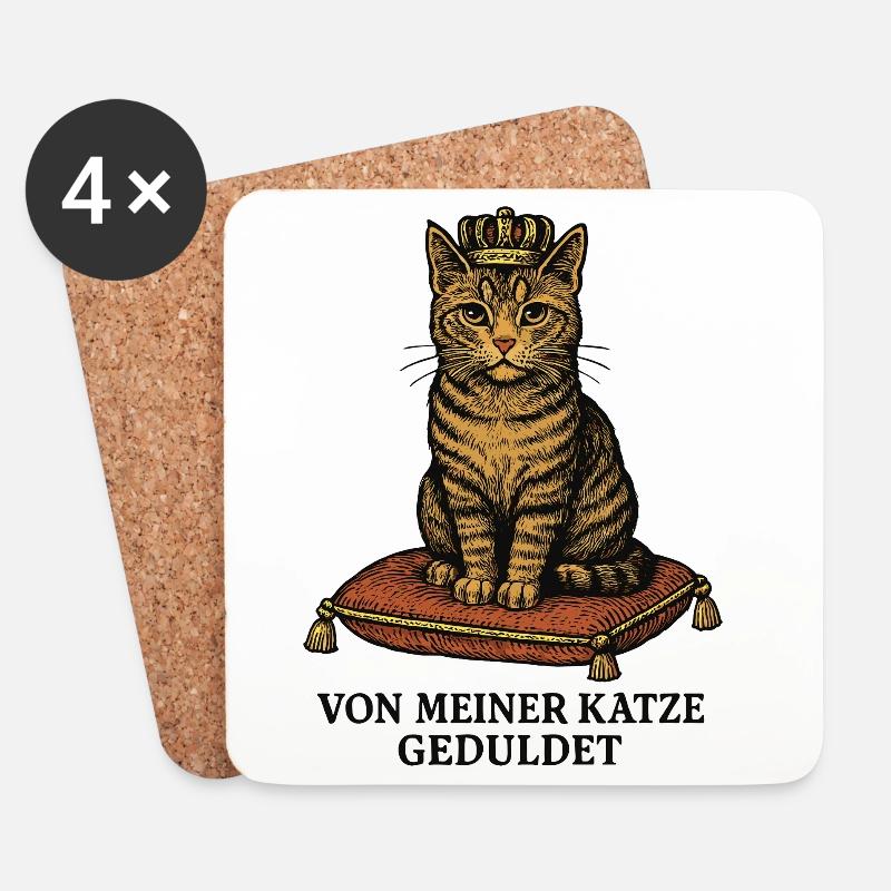 Katze geduldet – Fun Shirt - Untersetzer (4er-Set) - Weiß