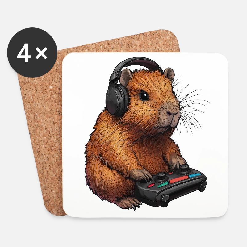Capybara Gaming - Untersetzer (4er-Set) - Weiß