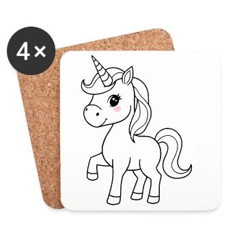Licorne minimaliste - Dessous de verre (lot de 4) - blanc - Devant