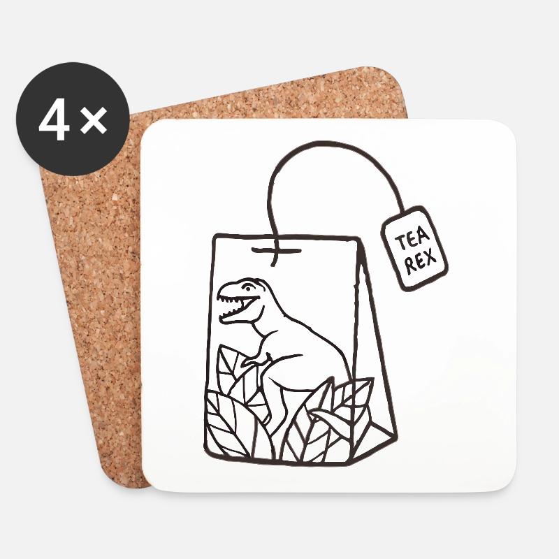 Dinosaurier Teebeutel Design - Untersetzer (4er-Set) - Weiß