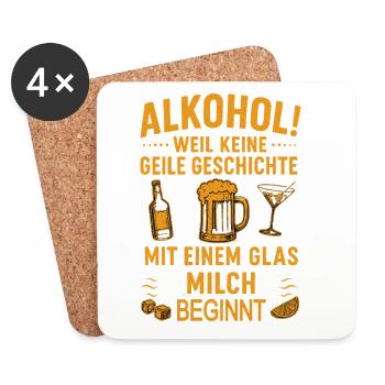 Conception de boisson humoristique avec thème de l’alcool - Dessous de verre (lot de 4) - blanc - Devant
