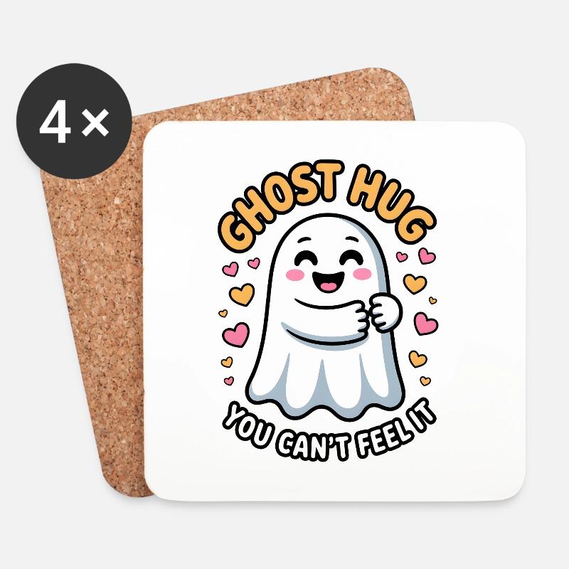 Serious Ghost Hug Ausdruck der Freude - Untersetzer (4er-Set) - Weiß