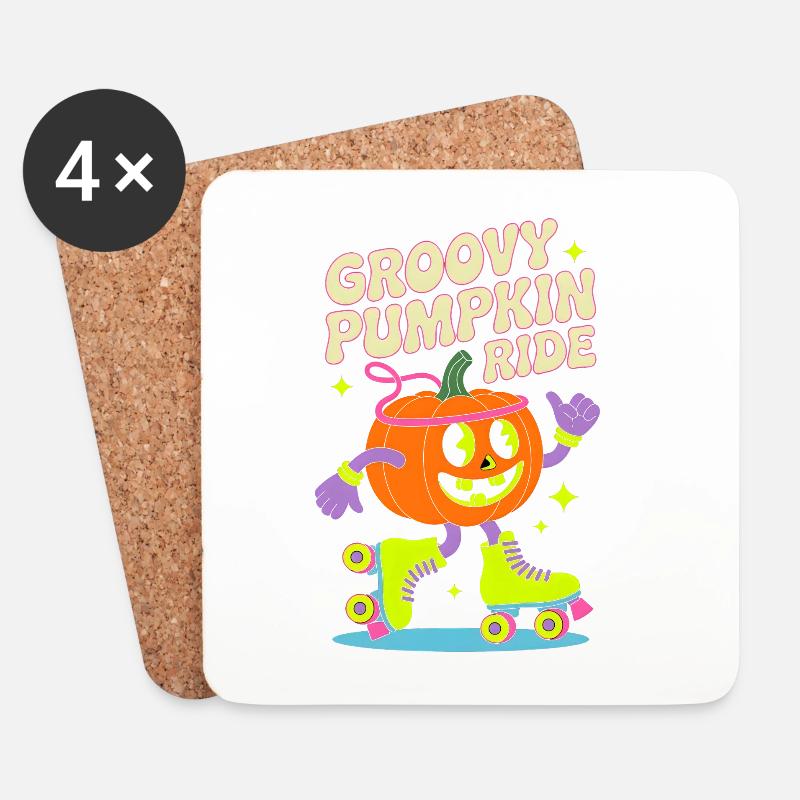 Groovy Pumpkin Inline Skate - Coasters (set of 4) - white