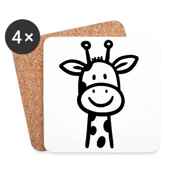Giraffe Drawing Line Art Illustration - Coasters (set of 4) - white - Front