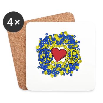Peace Peacesymbol Blumen Herz Herzen Ukraine - Untersetzer (4er-Set) - Weiß - Vorne