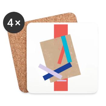 Abstraktes Geometrie-Motiv in Pastellfarben - Untersetzer (4er-Set) - Weiß - Vorne