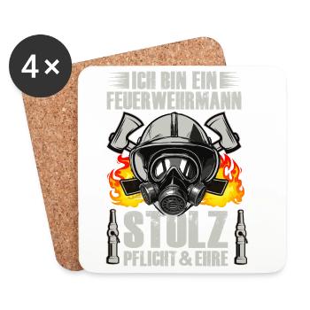 Feuerwehrheld Stolz und Pflicht 112 - Untersetzer (4er-Set) - Weiß - Vorne