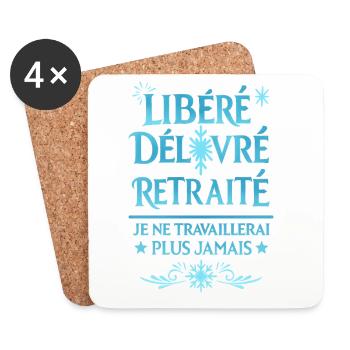 Libéré Délivré Retraité - Dessous de verre (lot de 4) - blanc - Devant