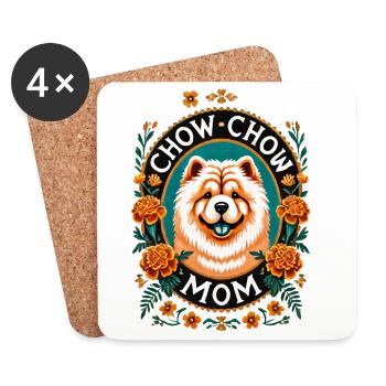 Chow Chow Mama Kreis Design - Untersetzer (4er-Set) - Weiß - Vorne