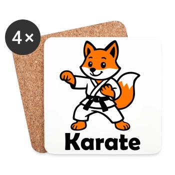 Karate Fuchs - Untersetzer (4er-Set) - Weiß - Vorne