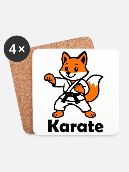 Karate Fox - Coasters (set of 4) - white