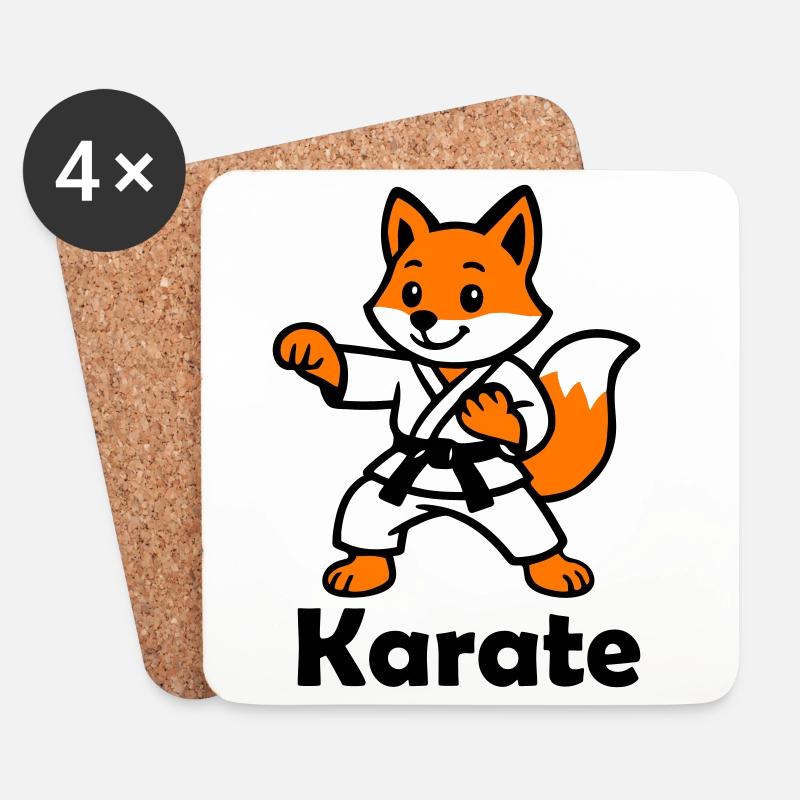 Karate Fox - Coasters (set of 4) - white