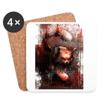 Creeping Red Lynx [Hand Painted] - Coasters (set of 4) - white - Front
