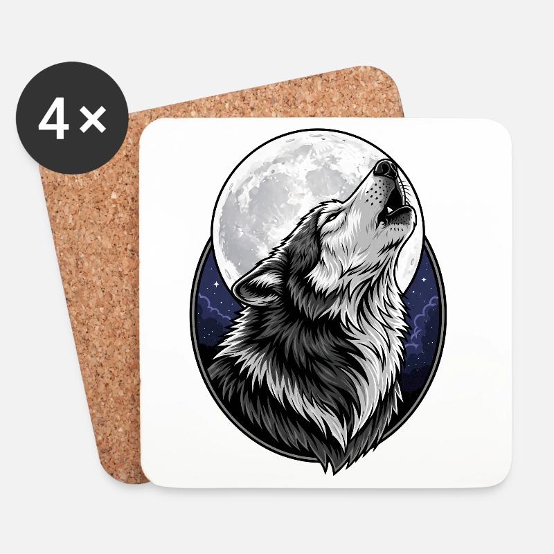 Wolf - Untersetzer (4er-Set) - Weiß