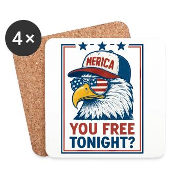 You're free tonight, Eagle, July 4 - Coasters (set of 4) - white - Front
