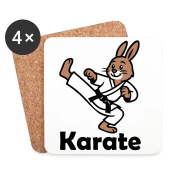 Karaté Lapin - Dessous de verre (lot de 4) - blanc - Devant