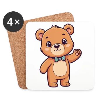 Cute bear head with bow - Coasters (set of 4) - white - Front